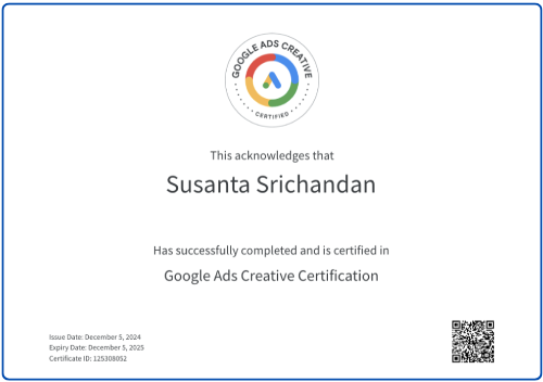 Susanta-srichandan-google-ads-creative-certification