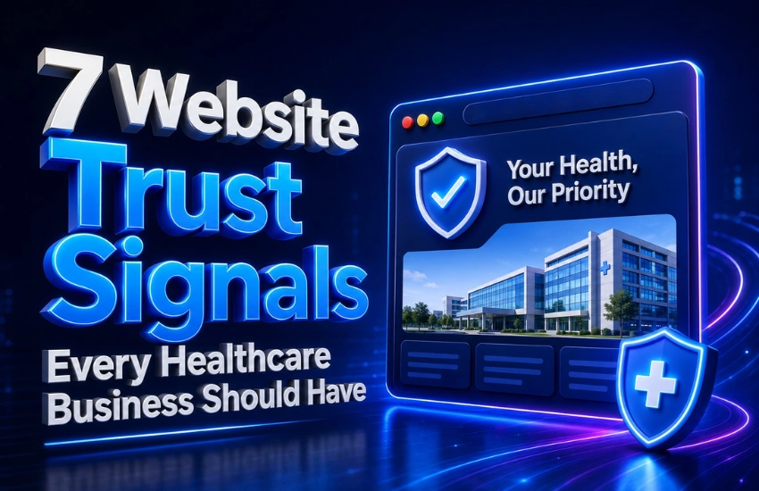 Healthcare website showing trust signals including doctor credentials, patient reviews and secure appointment information